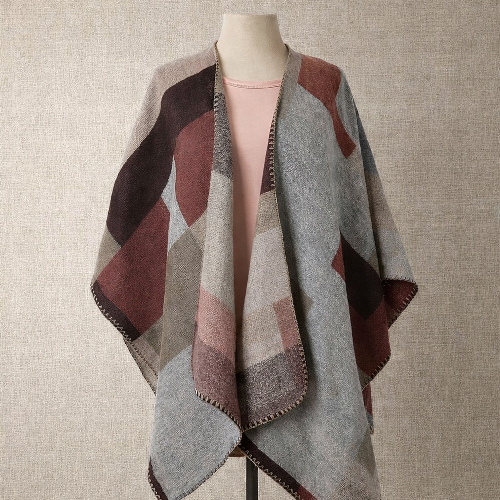 LOFT Brown Pink Gray Warm Wrap